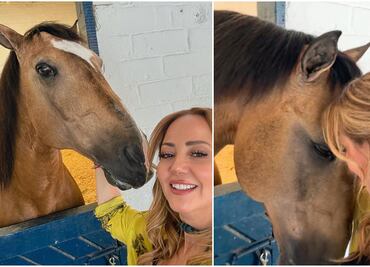 Andrea Legarreta disfruta de Aquiles, el caballo de su hija Mía, regalo de su novio