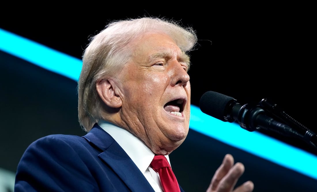 El expresidente Donald Trump dijo que enviará a los migrantes "de regreso a sus países" y añadió que Kamala Harris,como vicepresidenta, pudo haber cerrado la frontera. Foto: AP/Archivo