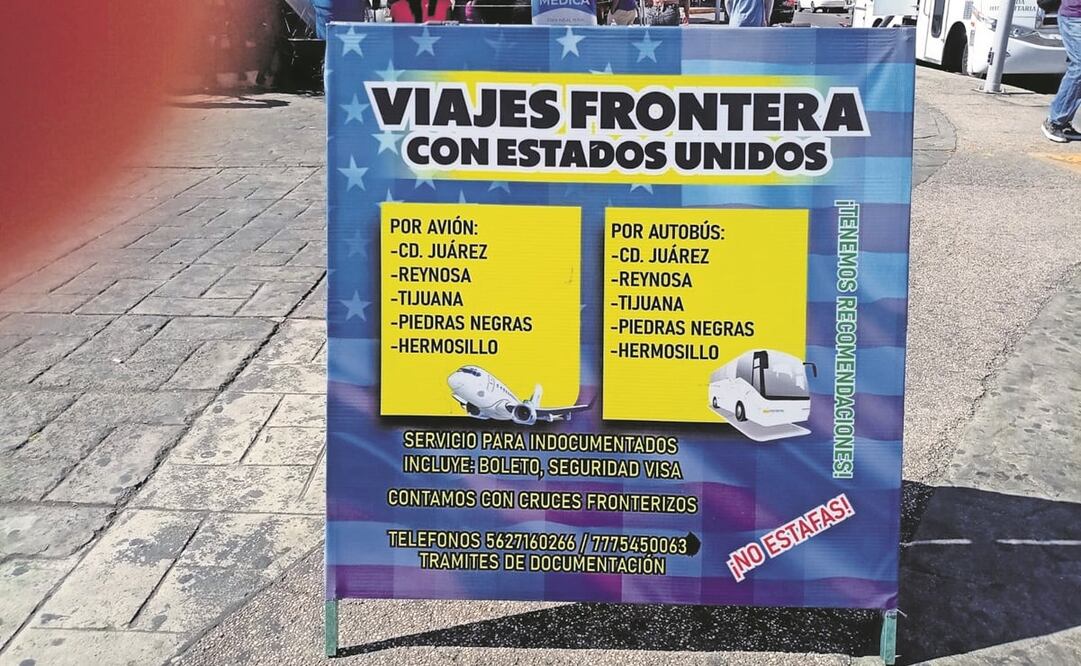 “No estafas”, señala el anuncio que incluye los números telefónicos de un abogado que tramita documentos ante el INM y la Comar. Foto: María de Jesús Peters / EL UNIVERSALA