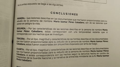 El análisis del expediente médico de María Isamar concluyó que había correspondencia entre la denuncia contra integrantes de la Guardia Nacional y las lesiones ocasionadas por proyectiles de arma de fuego que recibió