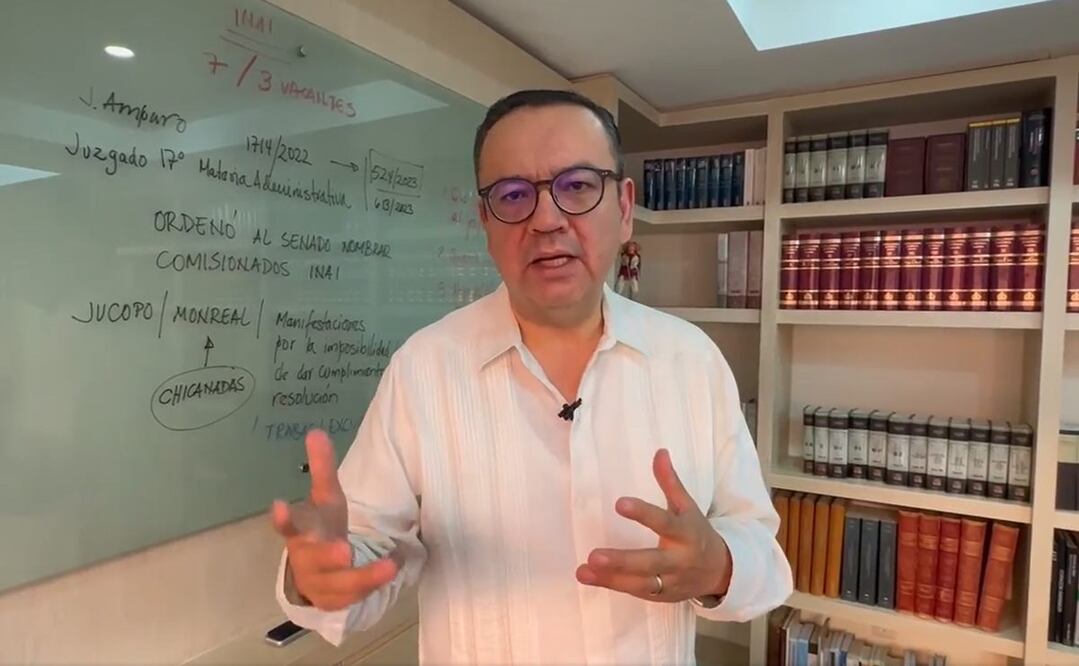 Germán Martínez, de Grupo Plural, exige el nombramiento de tres vacantes en el INAI. FOTO: tomada de video (Facebook Grupo Plural)