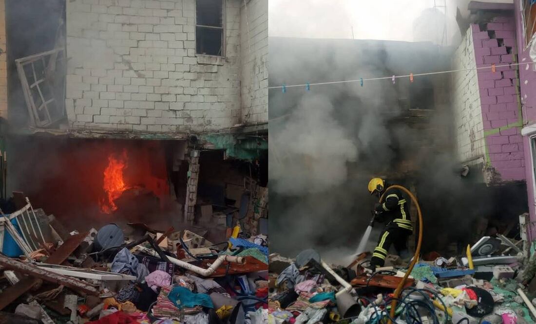 Explosión por acumulación de gas en Neza. Fotos: Facebook Comunidad de Plazas de Aragón, Nezahualcóyotl.