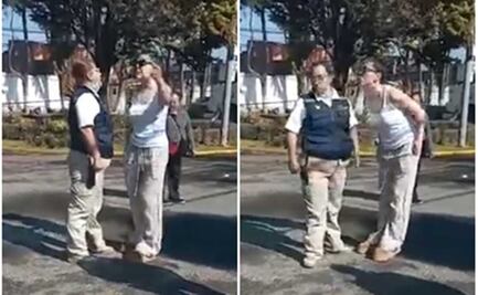 "¿Sabes quién soy verdad?": captan en video a vecina de Metepec cuando le escupe a guardia