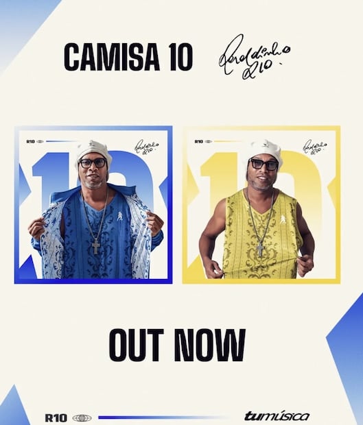 Fotografía tomada de la cuenta de Instagram @ronaldinho del exfutbolista de Brasil Ronaldinho Gaúcho de la portada de su primer álbum musical llamado "Camisa 10", un proyecto que reúne a más de una veintena de estrellas de la música de diferentes países, como Pitbull, Sean Paul y Juan Magán.
EFE/ @ronaldinho /