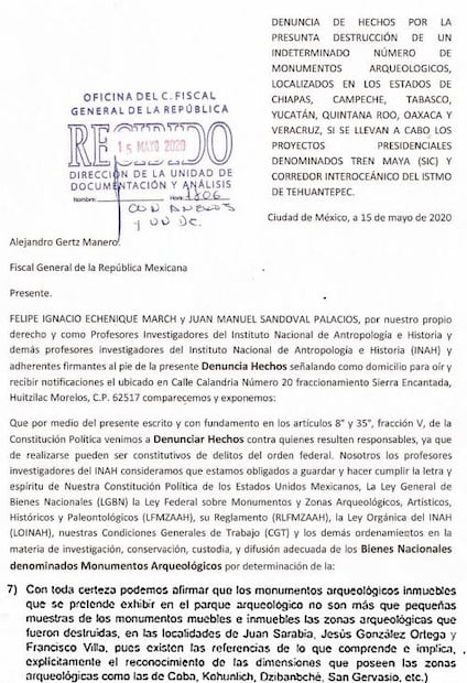 La Fiscalía General de la República no ha atendido, en seis años, la denuncia de hechos por destrucción de patrimonio
arqueológico y el uso de vestigios en la creación de los llamados parques de la memoria en Campeche y Quintana Roo.