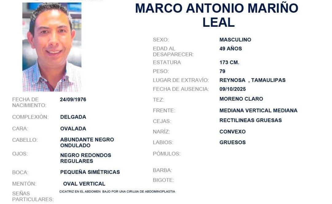 La Fiscalía General de Justicia del Estado confirmó la desaparición de Marco Antonio Mariño Leal.
Foto: Especial.