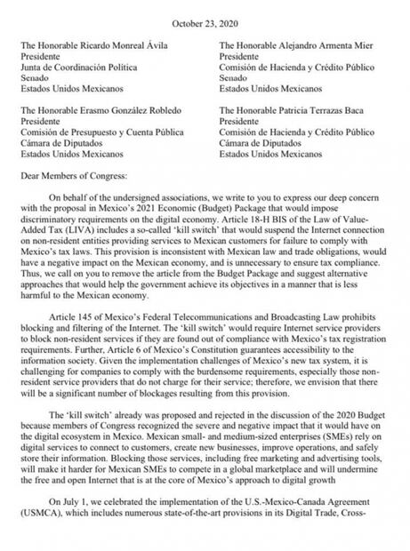 Piden no bloquear a plataformas digitales extranjeras que no cumplan con ley fiscal