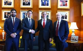 Velasco y embajador Lazzeri sostienen encuentro con Johnson en EU; revisan agenda bilateral