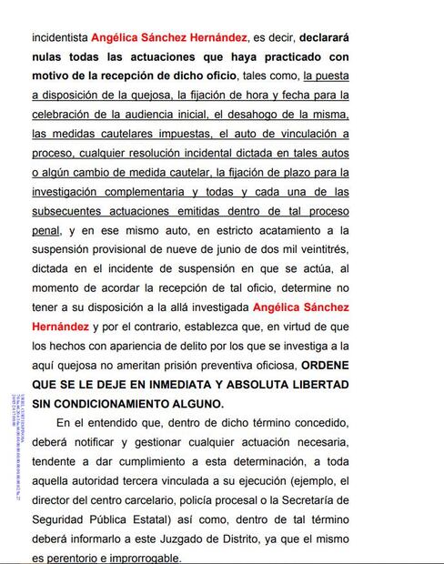 Ordenan libertad de la jueza Angélica Sánchez, presa en Veracruz/ Captura de pantalla