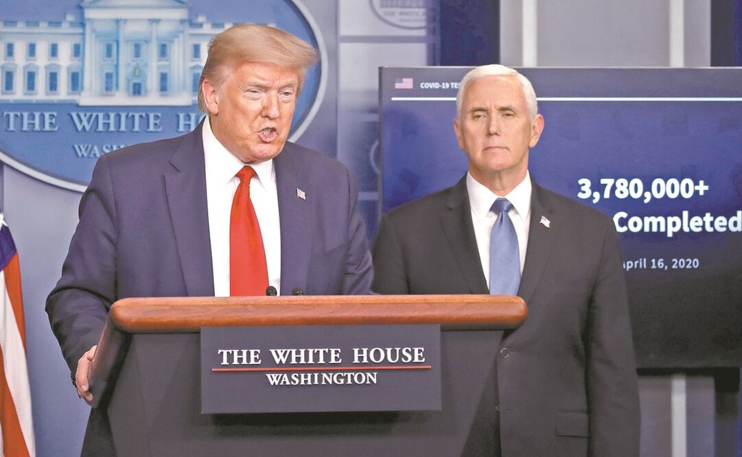 El presidente estadounidense, Donald Trump, en la conferencia de prensa sobre el coronavirus en la Casa Blanca, en Washington. Foto: ALEX BRANDON. AP