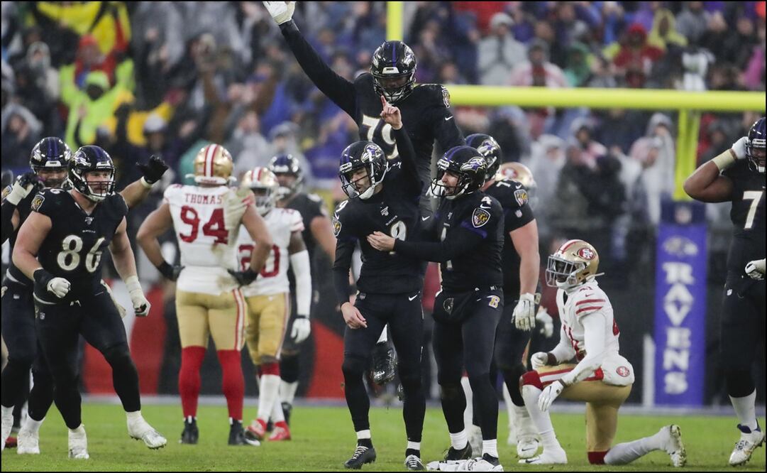 Festejo del gol de campo de Justin Tucker. Foto: AP