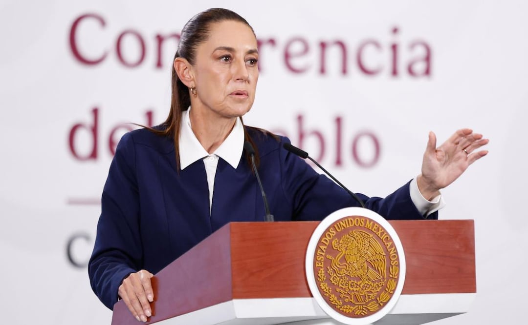 La presidenta Claudia Sheinbaum durante su conferencia mañanera desde Palacio Nacional (23/03/2026). Foto: Diego Simón Sánchez / EL UNIVERSAL