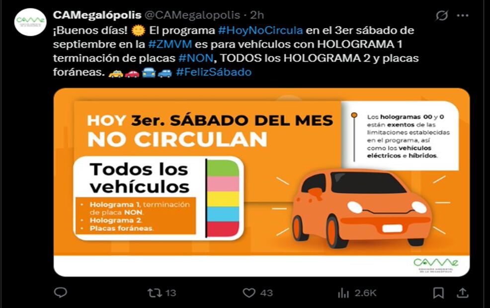 Hoy no circula. Foto: captura de pantalla