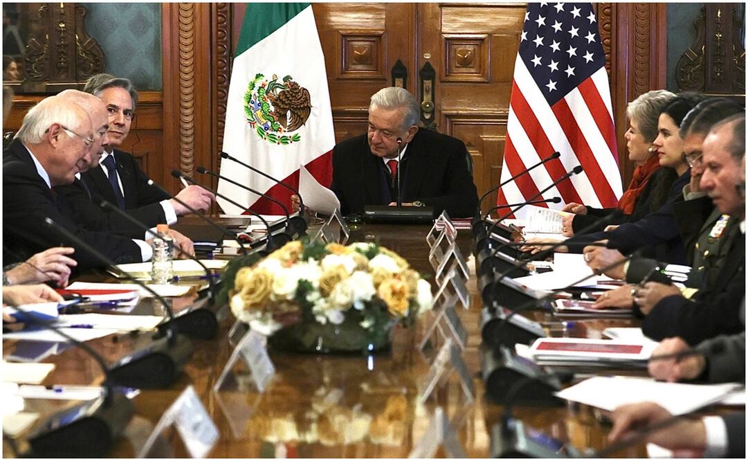Reunión biliteral México-Estados Unidos de AMLO, Blinken y otros funcionarios de EU. Foto: Berenice Fregoso/ EL UNIVERSAL