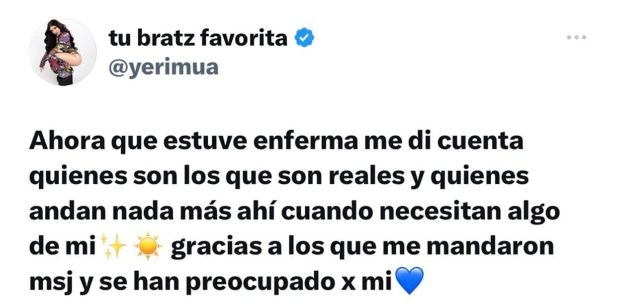 Yeri Mua, comentario de Tw. Foto: Redes