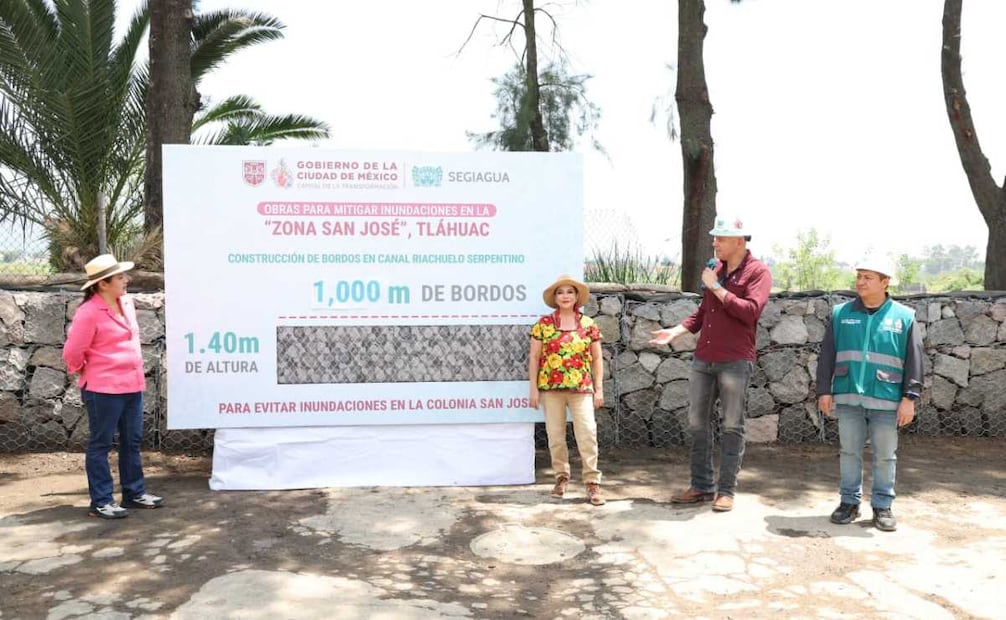 Clara Brugada supervisa obras para mitigar inundaciones en San José, Tláhuac. Foto: Especial