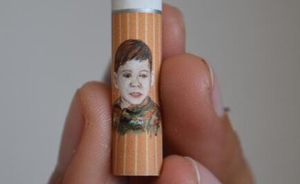 Artista crea conciencia ambiental con pinturas en colillas de cigarro