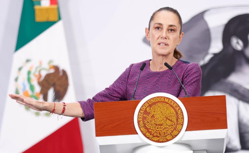 La presidenta Claudia Sheinbaum en la Mañanera del Pueblo del 22 de abril de 2026 en Palacio Nacional. Foto: Diego Simón Sánchez/ EL UNIVERSAL