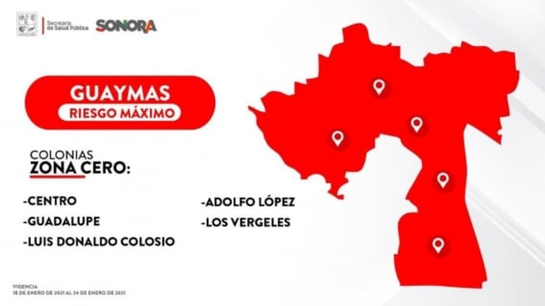 Reportan cinco municipios de Sonora en riesgo máximo de Covid-19