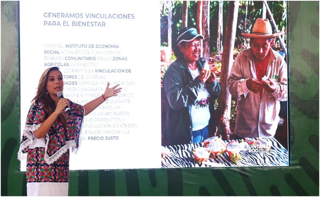 María Elena Lezama, gobernadora de Quintana Roo, dice que el Tren Maya está generando justicia social. Foto: Presidencia