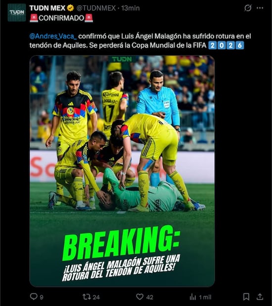 El reporte de lesión de Luis Ángel Malagón