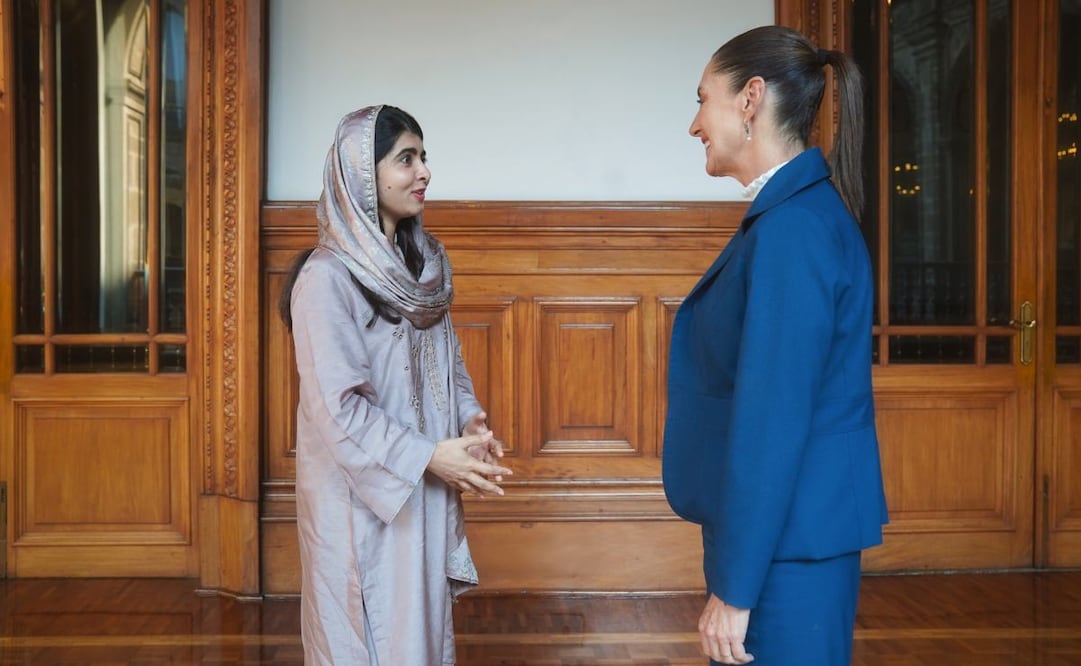 Malala Yousafzai se reunió con Claudia Sheinbaum en Palacio Nacional esta tarde. Foto: Presidencia