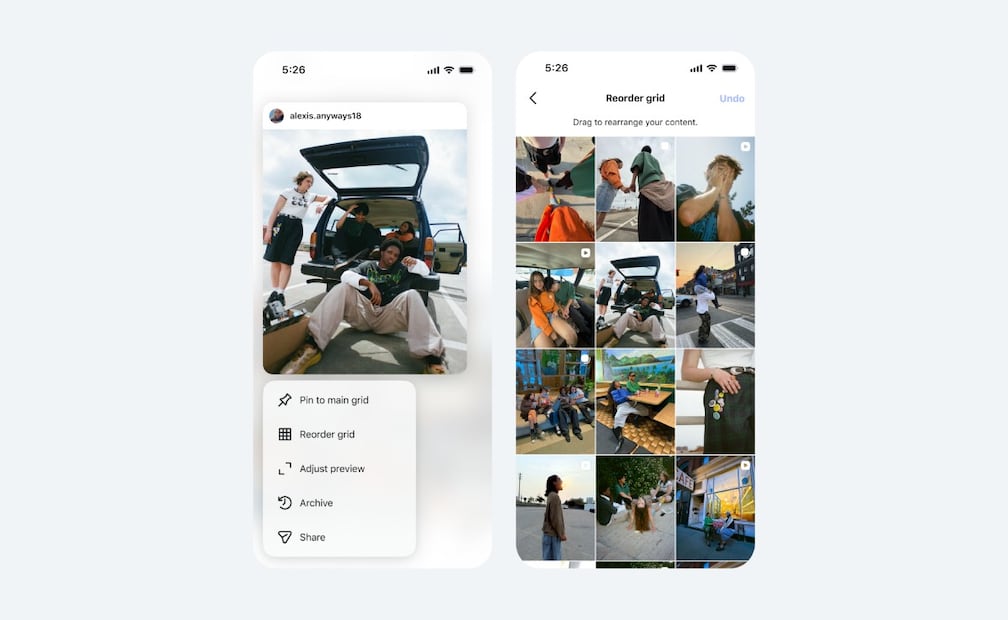 Paso a paso: cómo reorganizar tu cuadricula de perfil de Instagram. Imagen: Instagram