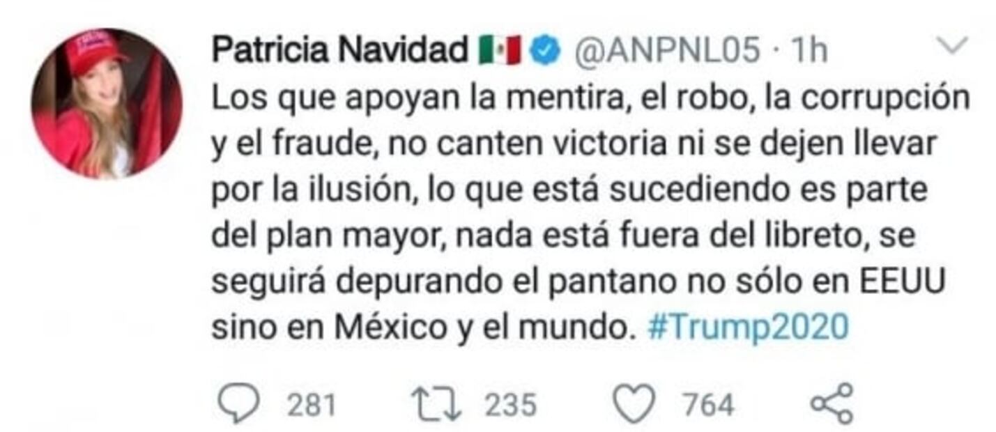 "Legalmente la victoria es y será de Donald Trump": Paty Navidad