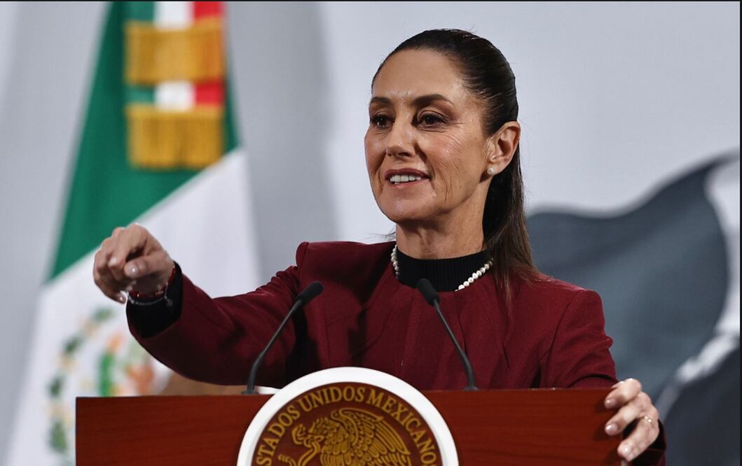 La presidenta Claudia Sheinbaum Pardo en la mañanera del 25 de junio de 2025 en la Ciudad de México. Foto: Berenice Fregoso/EL UNIVERSAL