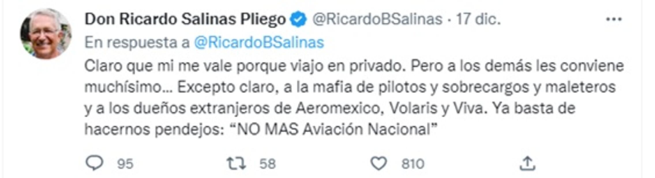 Ricardo Salinas defiende propuesta de AMLO sobre cabotaje en México