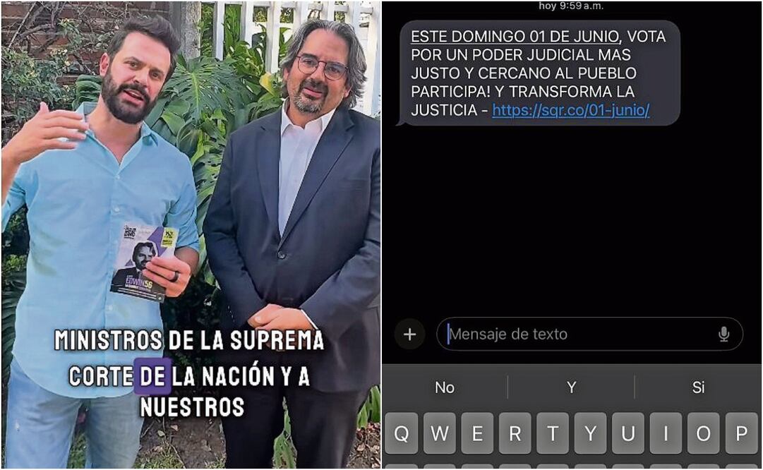 El conductor Mark Tacher se dio tiempo para invitar a votar por el candidato a ministro en la SCJN, Luis Edwin Molinar; en el último día de campañas se recurrió también a mensajes de WhatsApp. Fotos: Especial