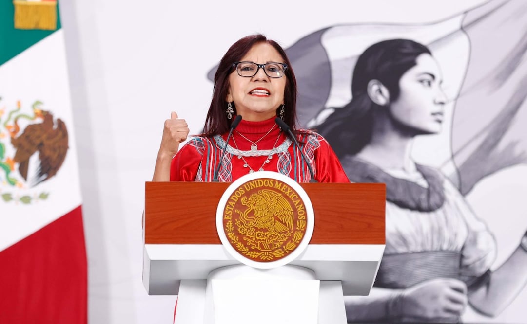 Leticia Ramírez Amaya en la Mañanera del Pueblo del 22 de abril de 2026 en Palacio Nacional. Foto: Diego Simón Sánchez/ EL UNIVERSAL