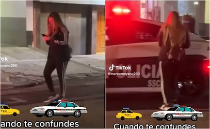 VIDEO: Mujer se distrae y confunde patrulla con un taxi que había pedido; se viraliza en TikTok