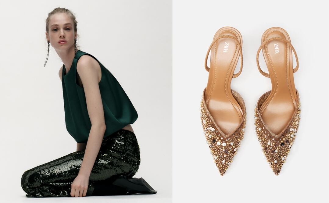 Los tonos metalizados y las lentejuelas son un must para las fiestas. Fotos: Zara
