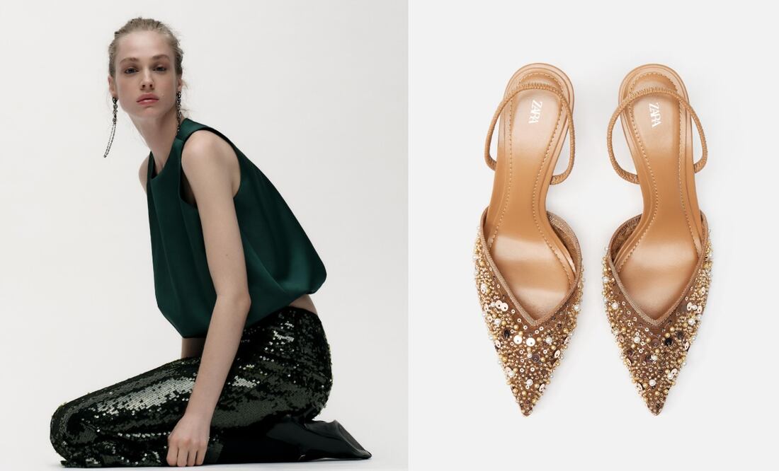 Los tonos metalizados y las lentejuelas son un must para las fiestas. Fotos: Zara