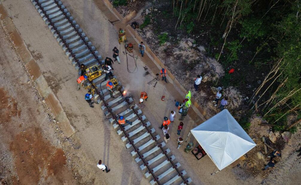 La presidenta Claudia Sheinbaum supervisa Tren Maya de carga en Quintana Roo. Foto: Especial