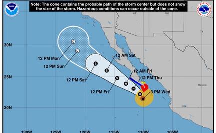 Emiten alerta amarilla, verde y azul en Sonora por huracán "Genevieve"