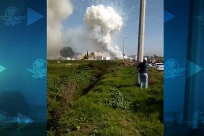 Captan momento de la explosión de un polvorín en Tultepec