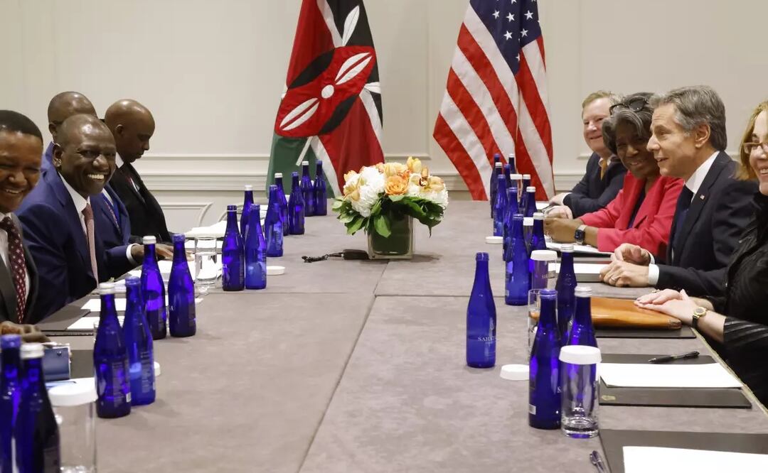 El secretario de Estado estadounidense Antony Blinken, se reúne con el presidente de Kenia, William Ruto en Nueva York. Foto: AP