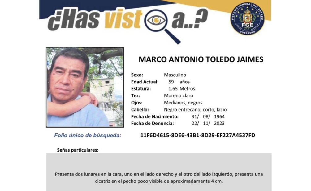 Buscan a Marco Antonio Toledo. Foto: Especial