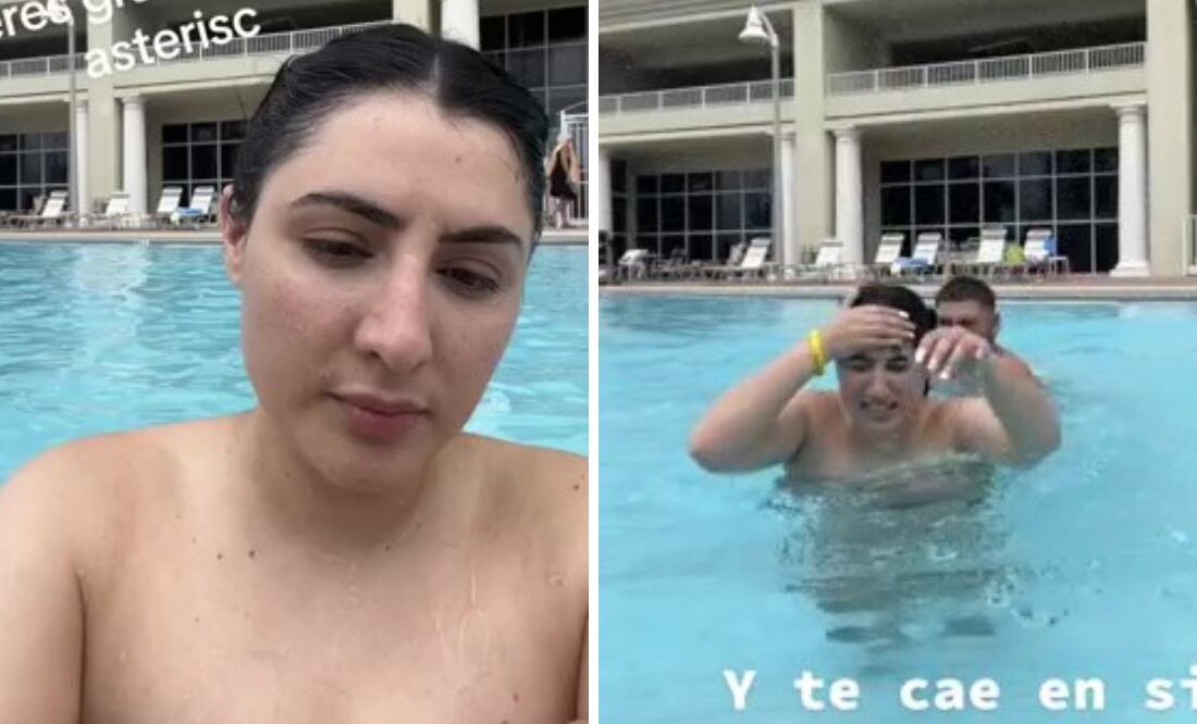 Una joven sufrió un increíble accidente en una alberca. Fuente: Captura video