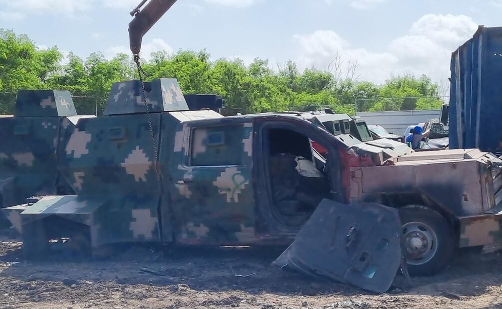 Vehículos "monstruos" usados por la delincuencia en Reynosa. Foto: FGR