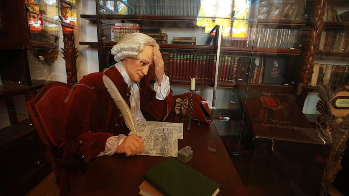 Recreación del filósofo alemán Immanuel Kant en la Biblioteca Estatal y Universitaria de Königsberg, Prusia Oriental. Foto: Getty Images vía BBC