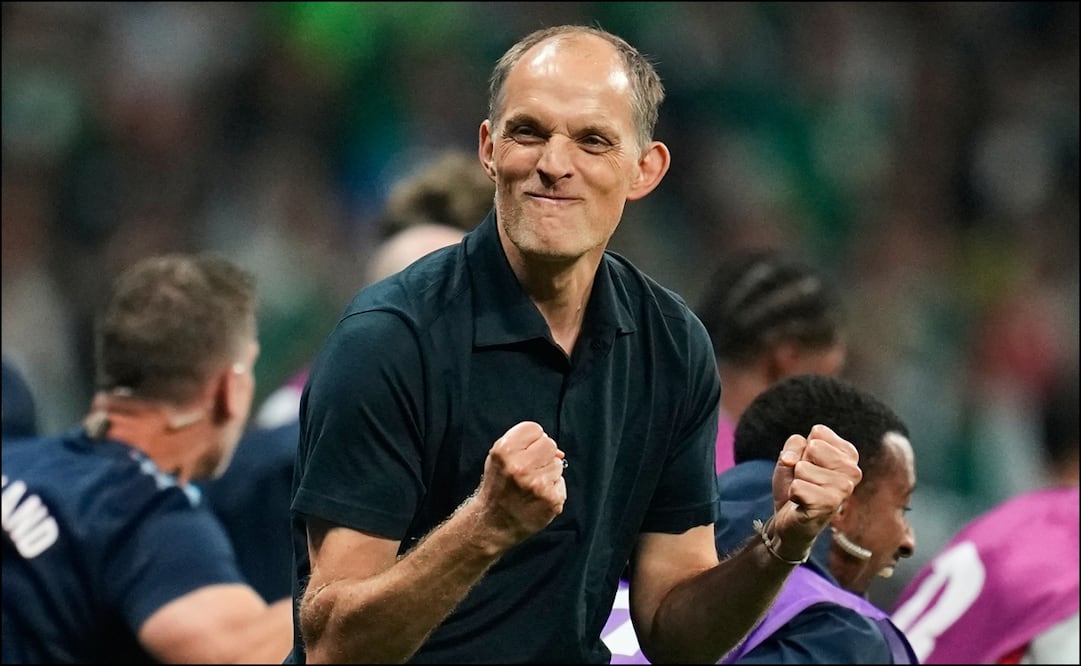 Thomas Tuchel celebra durante el partido entre Inglaterra y la Selección Mexicana. FOTO: AP