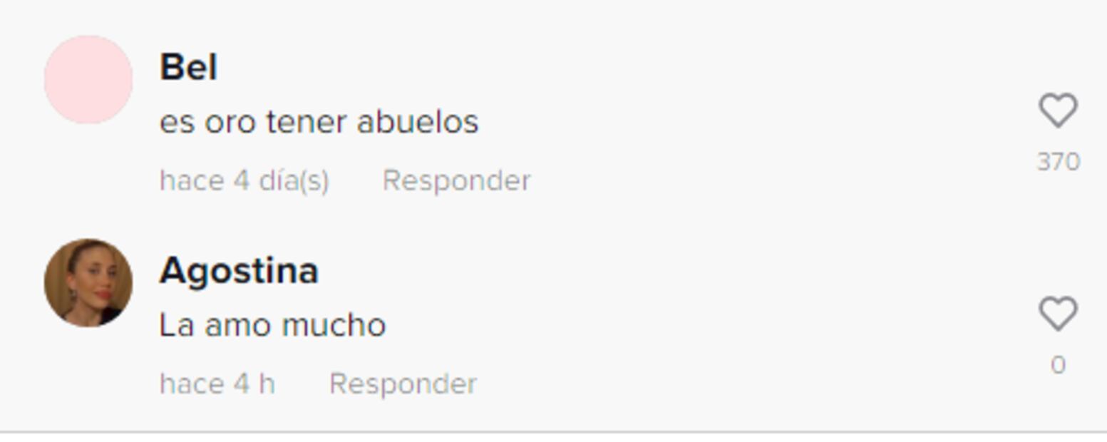 Las reacciones al video de la abuela de 99 años. Fuente: Captura de TikTok