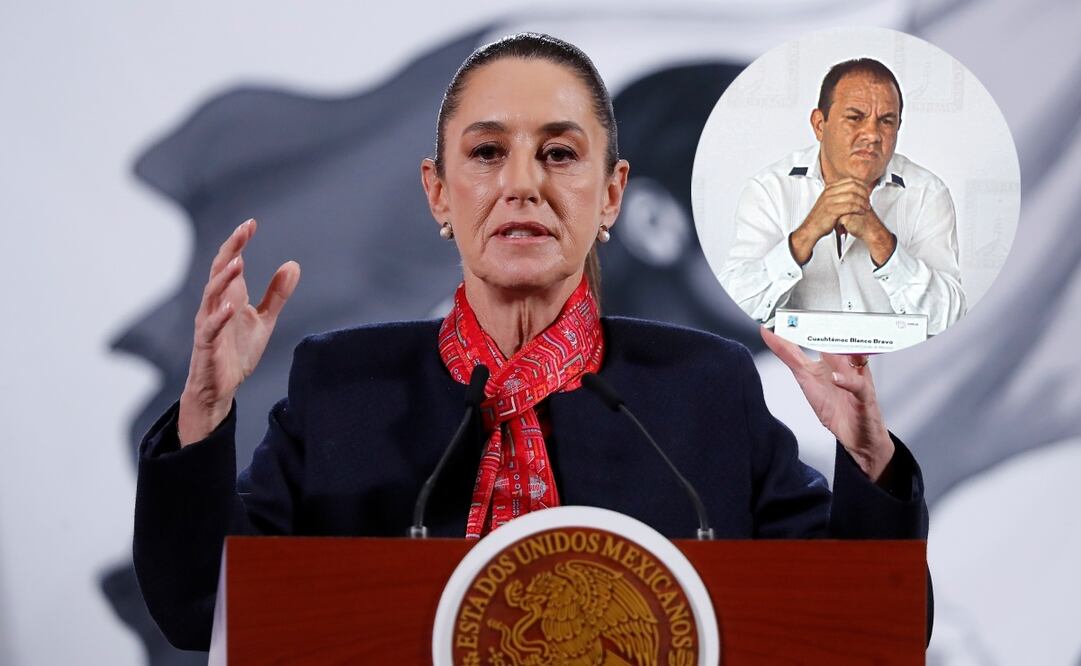 La presidenta de México, Claudia Sheinbaum, habla durante su conferencia de prensa diaria este lunes, en el Palacio Nacional. EFE/ Mario Guzmán