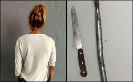 Por no aportar dinero, mujer persigue con un cuchillo a su esposo en Aguascalientes