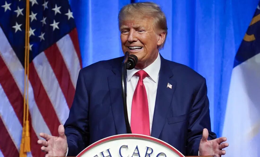 El expresidente estadounidense Donald Trump habla durante la convención del Partido Republicano en Greensboro, Carolina del Norte. Foto: AP