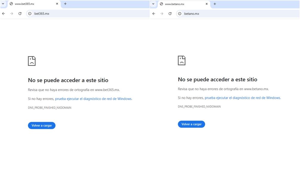 Sitios web de bet365 y Betano inhabilitados, tras anuncio de la UIF. Foto: Captura