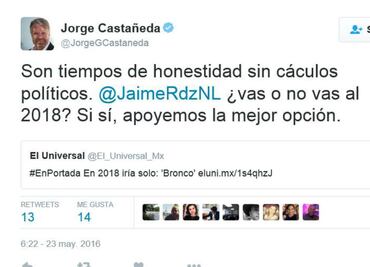 “¿Vas o no vas al 2018?” Cuestiona Castañeda a El Bronco